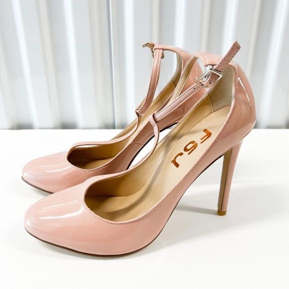 FSJ Women Sexy T-Straps High Heel Closed Pointed Toe Pumps Stylish Ankle Straps - Picture 2 of 8